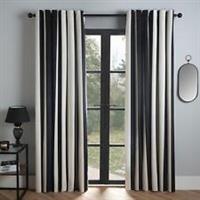 Stripe Blackout Eyelet Curtains Thermal Pair of Ring Top Panels Ready Made Dcor