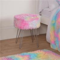 Fluffy Footstool Hairpin Fleece Bedroom Vanity Seat Modern Pouffe Decor Chair