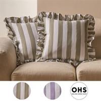 Stripe Frill Cushion Cover 2/4 Pack Plump Pad Filled Sofa Couch Chair Home Set