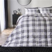 OHS Gingham Check Coverless Duvet 10.5 TOG Bedding Pillowcases Set Double King
