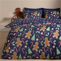 OHS Gingerbread Man Bedding Set Kids Xmas Reversible Duvet Cover with Pillowcase