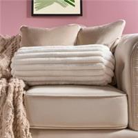 OHS Ribbed Bolster Pillow Faux Fur Round Soft Neck Roll Luxury Filled Cushion
