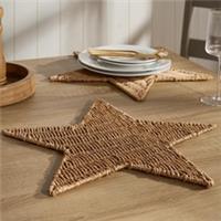 OHS Xmas Star Placemat Set Table Mats Festive Home Decor Natural Paper Rope