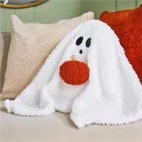 OHS Gilbert the Ghost Cushion Halloween Novelty Fleece Decorative Scatter Pillow