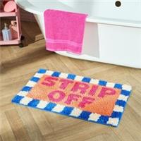 OHS Tufted Bath Mat Strip Off Slogan Soft Absorbent Non Slip Bathroom Shower Rug