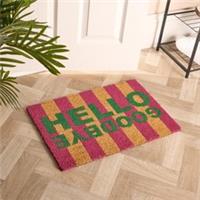 OHS Striped Doormat Hello Goodbye Slogan Non Slip Indoor Outdoor Coir Door Rug