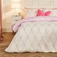 OHS Bow Lattice Bedding Set Microfibre Reversible Duvet Cover with Pillowcase