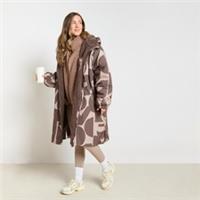 OHS Drying Changing Robe Geo Print Sherpa Lined Water Resistant Oversize Coat - L/XL Regular
