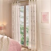 OHS Tufted Bows Voile Net Curtains Pair of 2 Window Panels Slot Top Set