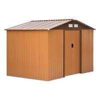 Outsunny 9 x 6FT Galvanised Garden Storage Shed with Sliding Door, Yellow