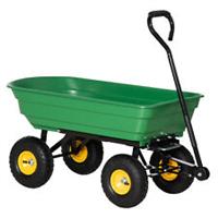 Outsunny 75L Garden Cart Trolley Dump Wheelbarrow Trailer Truck 4 Wheels Green