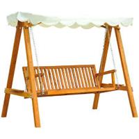 Outsunny Swing Chair 3 Seater Swinging Wooden Hammock Garden Seat Outdoor Canopy