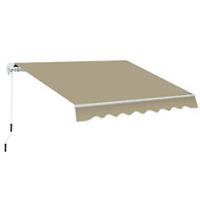 Outsunny 2.5m x 2m Garden Patio Manual Awning Canopy w/ Winding Handle Khaki