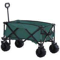 Outsunny Outdoor Cart Folding Cargo Wagon Trailer Beach w/ Handle Green