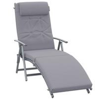 Outsunny Sun Lounger Recliner Foldable Padded Seat Adjustable Texteline Grey