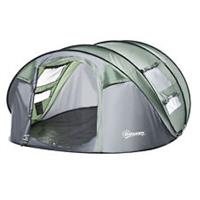 Outsunny Camping Tent Dome Pop-up Tent with Windows for 4-5 Person Dark Green