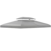 Outsunny 3x4m Gazebo Replacement Roof Canopy 2 Tier Top UV Cover Light Grey