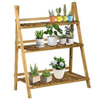 Outsunny Wooden Flower Pot Rack Holder Fold Storage Shelf Stand Vegetable
