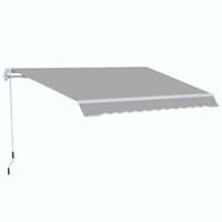 Outsunny 4x2.5m Manual Awning Window Door Sun Weather Shade w/ Handle Light Grey