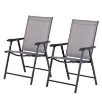 Outsunny 2-PCS Garden Armchairs Outdoor Patio Folding Modern Furniture Grey
