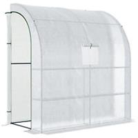 Outsunny Walk-In Lean to Wall Greenhouse w/Window&Door 200Lx 100W x 215Hcm White