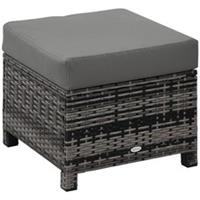 Outsunny Rattan Footstool Wicker Ottoman w/ Padded Seat for Backyard Garden
