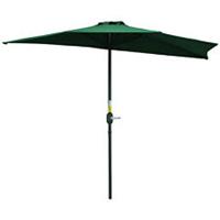 Outsunny 3(m) Half Round Parasol Garden Sun Umbrella Metal w/ Crank Green