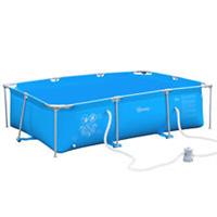 Outsunny Steel Frame Swimming Pool w/ Filter Pump and Reinforced Sidewalls, Blue