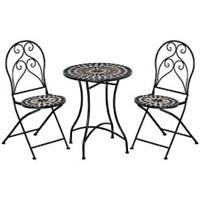 Outsunny 3 PCs Garden Bistro Set W/ Balcony Table and Chairs Metal Frame