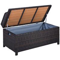 Outsunny Rattan Outdoor Storage Bench with Aluminium Frame, Mixed Brown