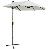 Outsunny 2m Half Garden Parasol Market Umbrella w/ Crank Handle, Cream
