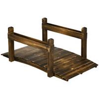 Outsunny 5FT Wooden Arc Footbridge for Pond Backyard Stream, Stained Finish