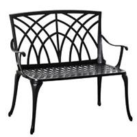 Outsunny 2-Seater Cast Aluminium Garden Bench Loveseat Ergonomic Armrest