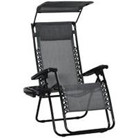 Outsunny Zero Gravity Chair Adjustable Patio Lounge w/ Cup Holder Dark Grey