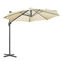 Outsunny 3 x 3(m) Cantilever Parasol Garden Umbrella with Cross Base White