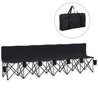 Outsunny 6 Seater Folding Bench Camping Chair with Cup Holder, Black