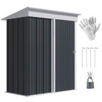 Outsunny Steel Garden Shed, Small Lean-to Shed for Bike, 5x3 ft Dark Grey