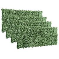 Outsunny Set of 4 Artificial Leaf Hedge Screen Fence Panel, Dark Green, 2.4x1 m