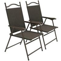 Outsunny Folding Chairs Set, Breathable Mesh Fabric Seat, Dark Brown