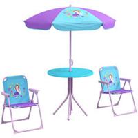 Outsunny Kids Bistro Table and Chair Set w/ Fairy Theme, Adjustable Parasol