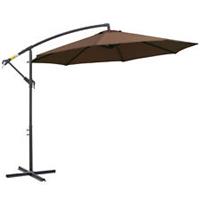 Outsunny 3(m) Garden Banana Parasol Cantilever Umbrella w/Crank& Base, Brown