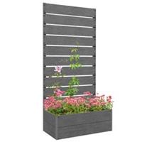 Outsunny Raised Garden Bed with Trellis and Drainage Hole, Planter Box Grey