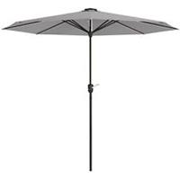 Outsunny Solar Patio Garden Parasol with Lights for Outdoor, Light Grey