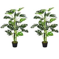 Outsunny 100cm/3.3FT Artificial Monstera Tree Fake Plant in Pot Indoor Outdoor