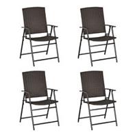 Outsunny 4pcs Rattan Chair Foldable Garden Furniture w/ Armrest Brown