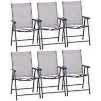 Outsunny 6-PCS Garden Armchairs Outdoor Patio Folding Modern Furniture, Grey