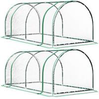 Outsunny Set of 2 Tunnel Greenhouse Grow House Steel Frame 200 x 100 x 80 cm