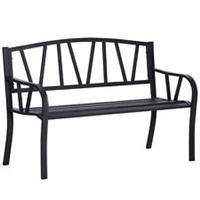 Outsunny Metal Loveseat 2-Seater Outdoor Furniture w/ Ergonomic Armrest