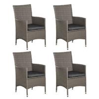 Outsunny 4PC Outdoor Rattan Armchair Wicker Dining Chair Set for Garden Grey