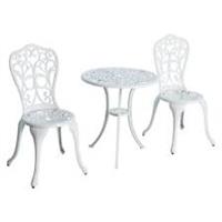 Outsunny 3 Pieces Antique Garden Bistro Set for 2 with Umbrella Hole, White